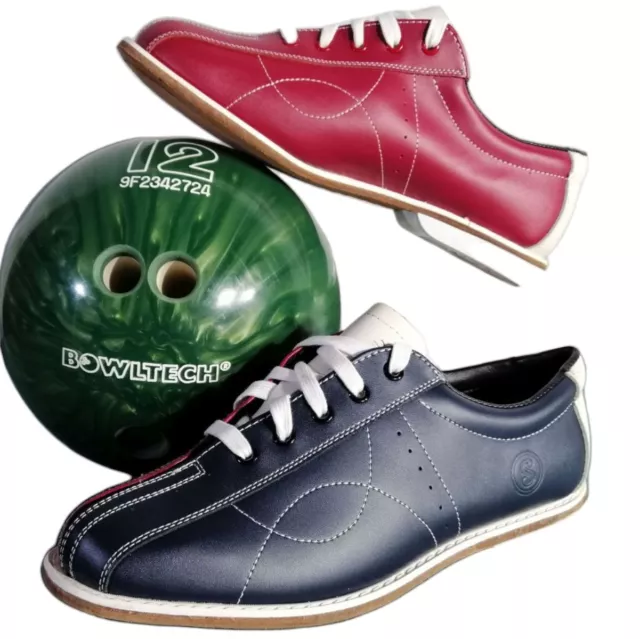 BOWLING Schuhe STRIKE MAKER ECO - LEDER BOWLINGSCHUH MIT SCHNÜRSENKEL 35-45 NEU