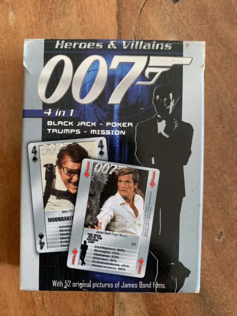 JAMES BOND "Heroes & Villains" 4 en 1 CARTES À JOUER  POKER BLACKJACK Mission