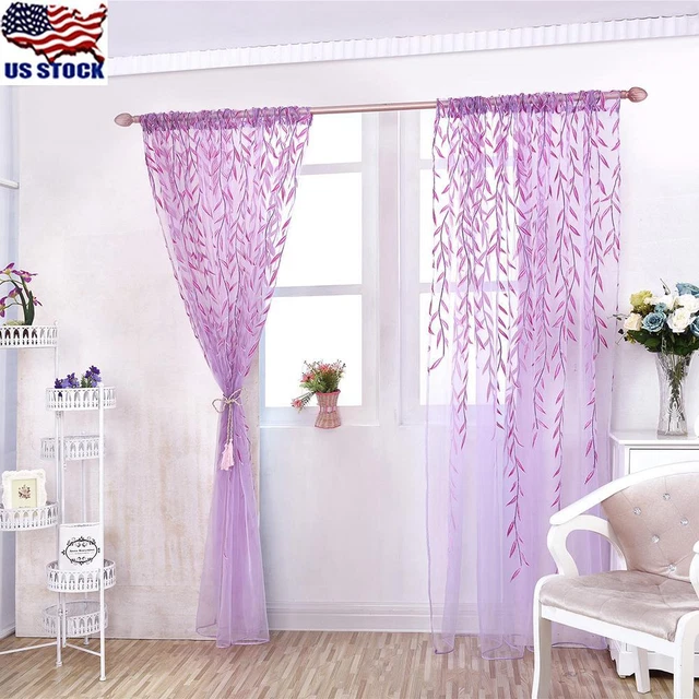 Willow Floral Print Curtains Yarn Tulle Sheer Living Room Window Screening Home