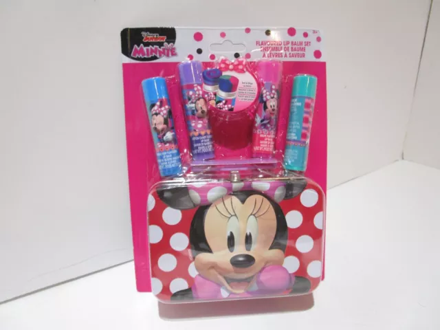 Townley Girl Minnie Mouse Flavored Lip Balm Set With Pink Tin Box Case For Kids