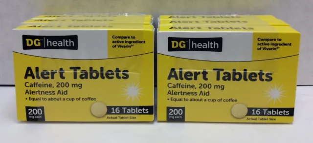 DG Health Alert Tablets Caffeine, 200 mg, Lot of 96 Tablets, EXP 06/2025