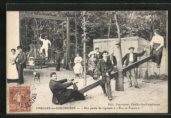 CPA Chelles-les-Coudreaux, a laughing party at the 1927 French ecu