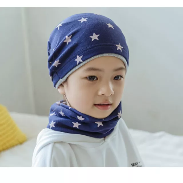 Kids Baby Spring Autumn Winter Hat Collar Scarf Set Boys Girls Warm Beanie Cap 2