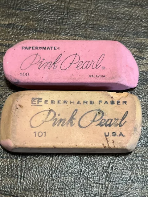 VTG Eberhard Faber Pink Pearl 101 Pencil Eraser USA + 100 Paper mate