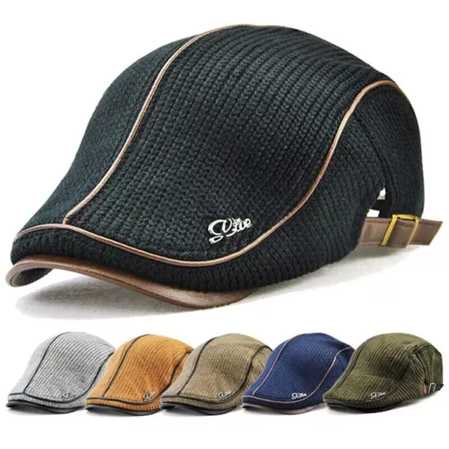 Retro Men Cotton Ivy Flat Cap Newsboy Adjustable Beret Cabbie Gatsby Driving Hat