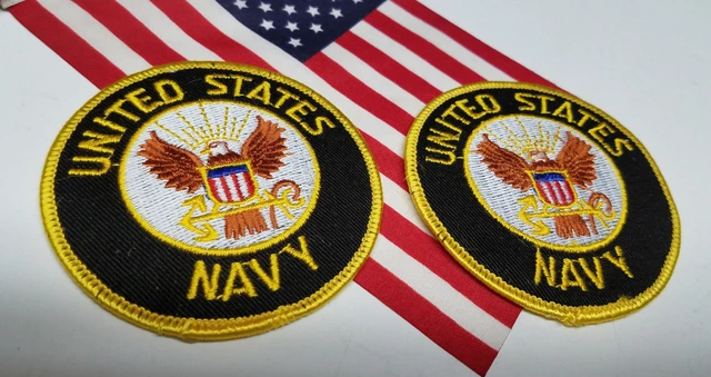 US NAVY PATCH LOT OF (2) Gold & Black 3'' Diameter NEW AMERICA