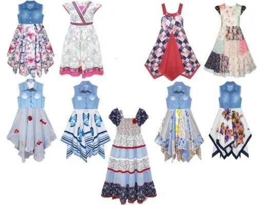 Nuovo Ragazze 100% Estate Cotone Patchwork/Stampa Floreale Abiti Età 2 - 11 Anni