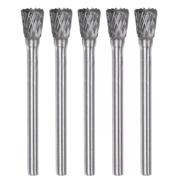 5pcs 1/4" (6mm) Head 1/8" (3mm) Shank N-Shape Double Cut Carbide Rotary Burrs