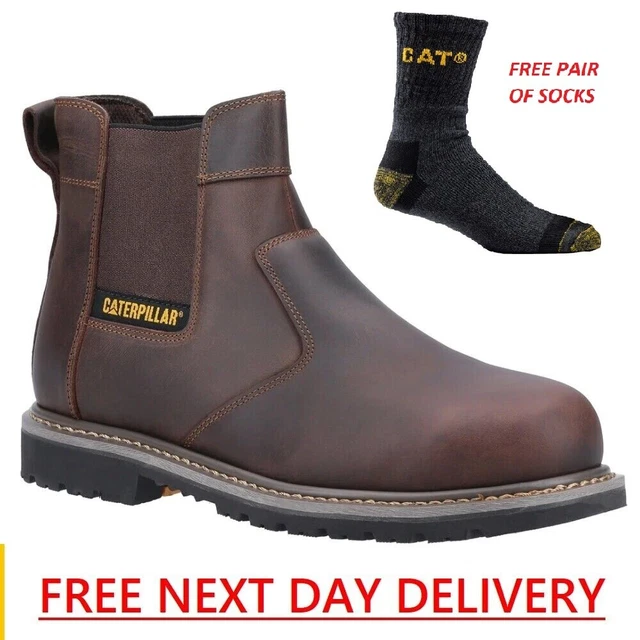 MENS CATERPILLAR SAFETY Chelsea Dealer Boots Cat Leather Steel Toe Work