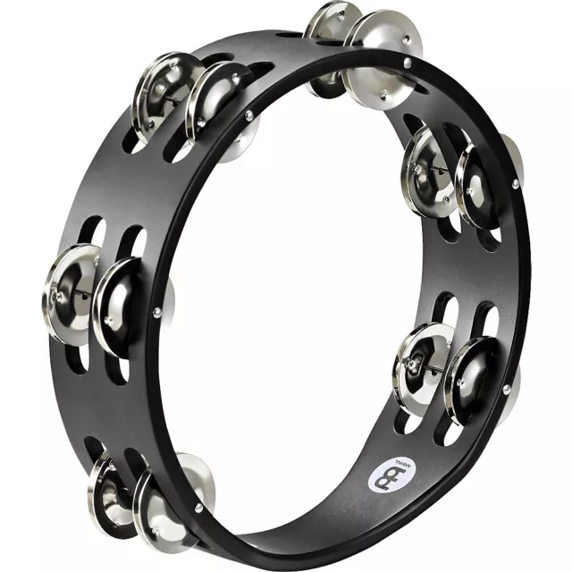 Meinl Compact Wood Tambourine Two Rows Steel Jingles Black