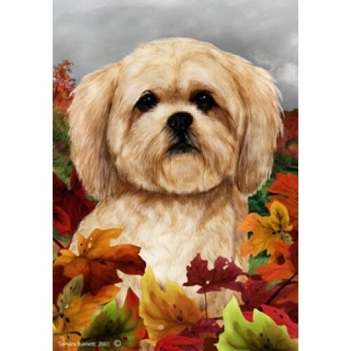 Fall House Flag - Cream Lhasa Apso 13040