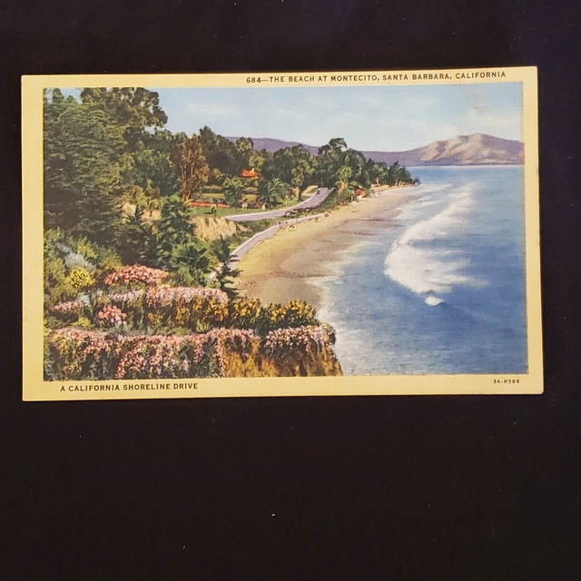 Vintage Postcard Beach at Montecito Santa Barbara Calif. unused unposted READ