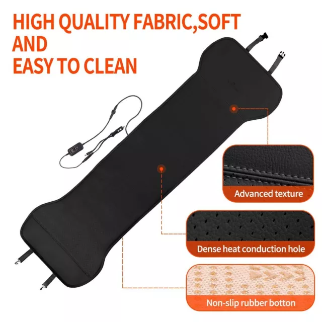 KINGLETING Heated Car Seat Cover Cushion Universal 12V Heater Warmer Winter Pad 2