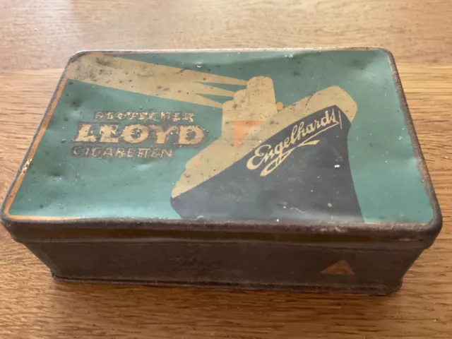 Alte Blechdose Lloyd Cigaretten Engelhardt 20er Jahre 50 Stück 3,5x7,5x11 cm