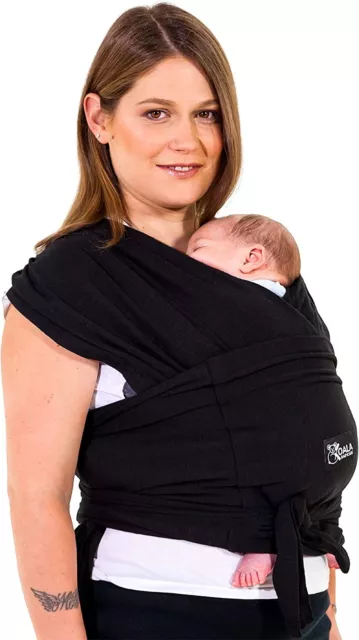 Koala | Babycare Echarpe de Portage Bébé Réglable Noir | Porte-Bébé Jusqu'à 9 kg