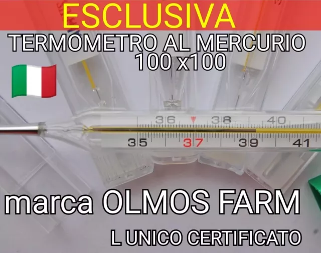 termometro al mercurio 100% di precisione Mero Originale marcati O. D. farm RARI