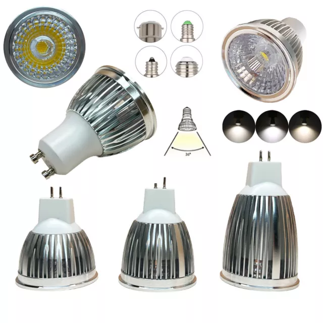 Dimmable 6W 9W 12W LED COB Spotlight Bulbs GU10 MR16 E27 E14 220V 12V 24V Lamps