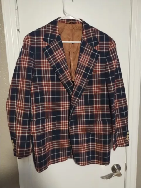 Plaid Blazer Gentlemens Clothing by Corbin Ltd. Red, White & Navy Blue