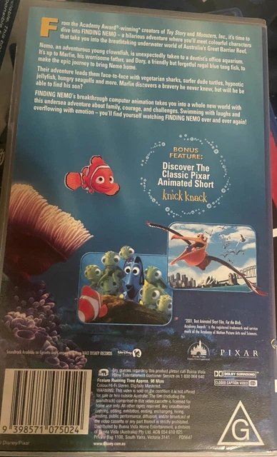 WALT DISNEY PIXAR Studios Finding Nemo VHS Video Cassette Tape $18.10 ...