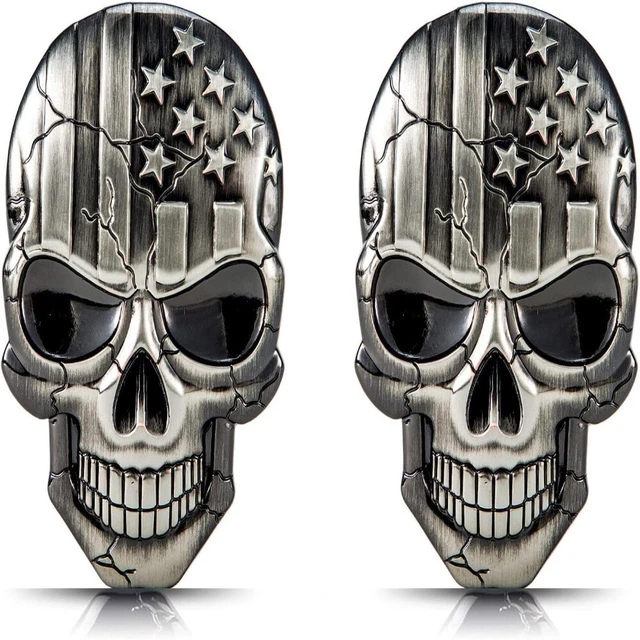 Autocollant Crâne Métal 3D Pour Voiture – 6,8x4,2 Cm – Design Skull, Résistant Aux Intempéries