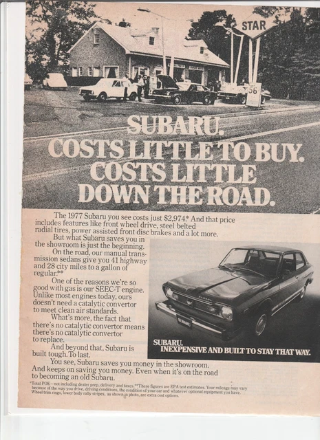 Original 1977 Subaru Magazine Ad "Costs Little to Buy"