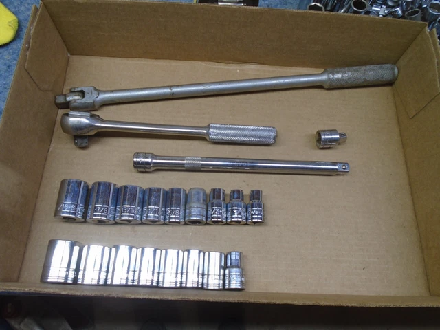 S-K Tools USA 1/2" Drive 21-Piece Ratchet / Extension/ Socket Set / Lot