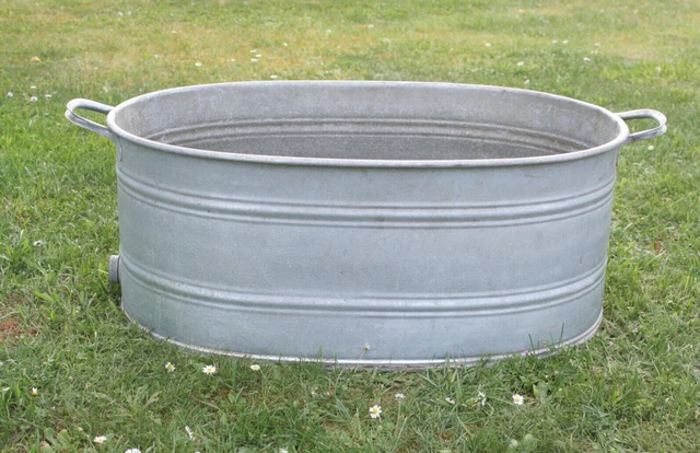 ALTE ZINKWANNE MIT Ablauf Pflanzkübel Gartenteich Wanne Garten Deko EUR
