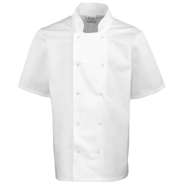 Premier  Mens/Womens Studded Front Short Sleeve Chef Jacket/Coat (RW1125)