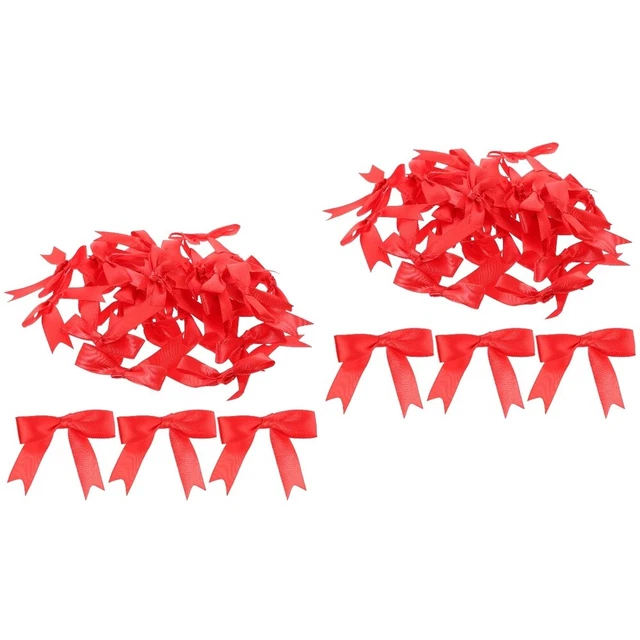 60 Pcs Mini Christmas Bow Decorations Red Bow Nativity Decor Self Made