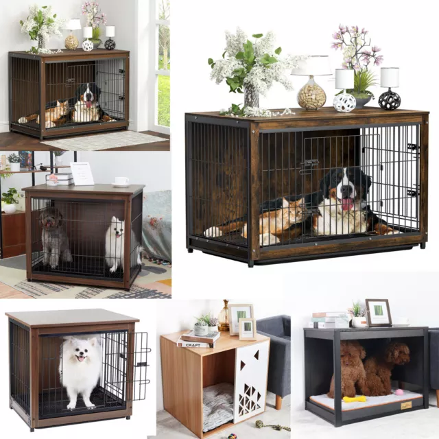 Super Sturdy Dog Crate Cage Kennel Side Table Nightstand Pet Dog Beds with Tray