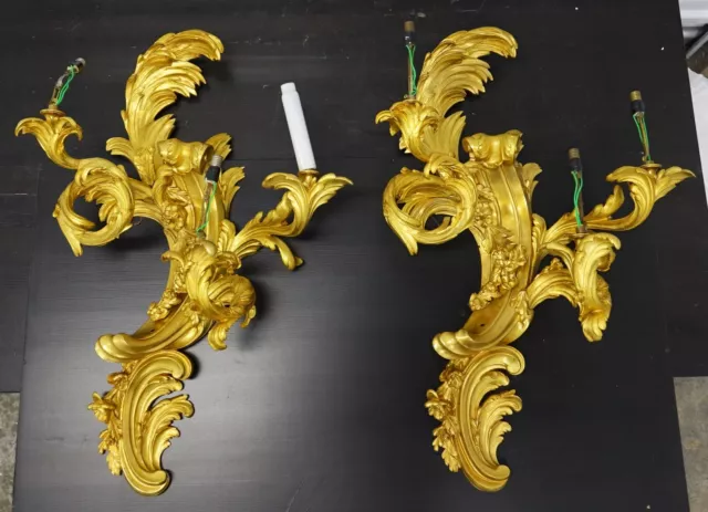 Louis XV French Ormolu Bronze Wall Appliques Sconces signed by Henry Dasson 1881 2