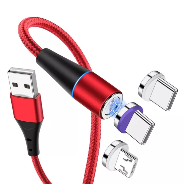 3 In 1 Magnetic 3A Fast Charging USB Cable Phone Charger IOS Micro USB Type-C 2