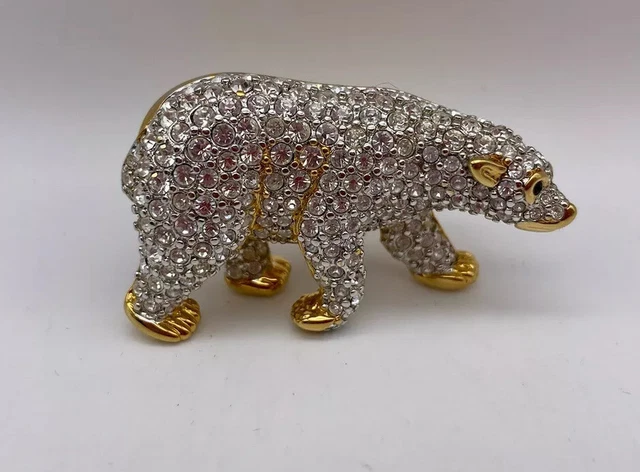 Swarovski Crystal Retired Pave Polar Bear Brooch Bag Tag Registration Card Swarovski Crystal Retired Pave Polar Bear Brooch Bag Tag Registration Card