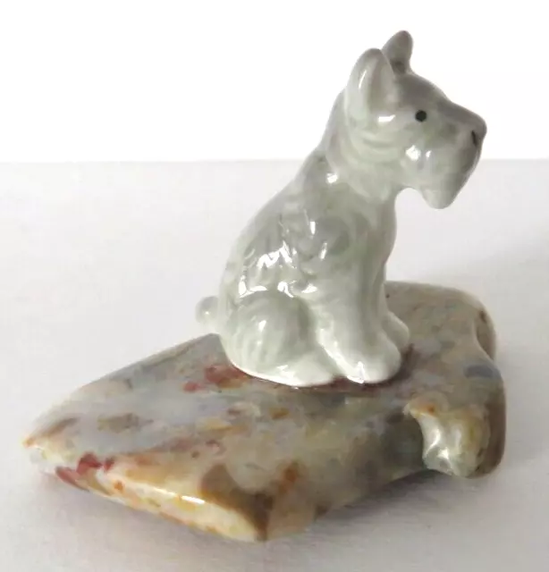 Miniature Terrier Puppy Dog Ceramic Figurine Polished Stone Rock Agate? 1 3/4"