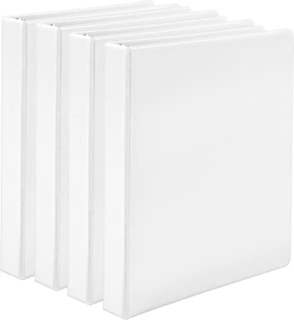 3 Ring Binder Showcase View Binder with 2 Inch D-Ring White 4-Pack