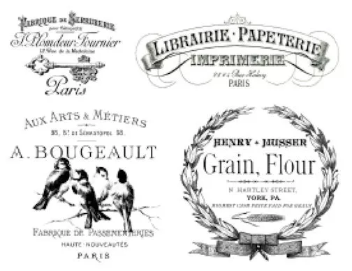 Vintage French Advertising Labels Furniture Transfers Waterslide Decals MIS613