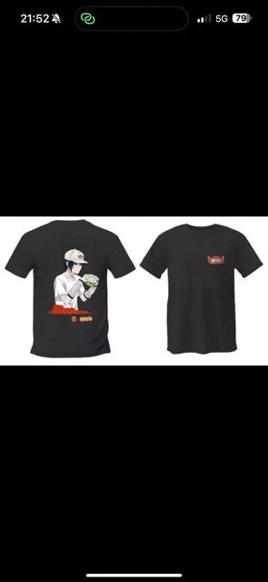 T-Shirt Naruto X Burger King Taille XL - Noir - Collector Avec Casquette - Neuf Avec étiquettes