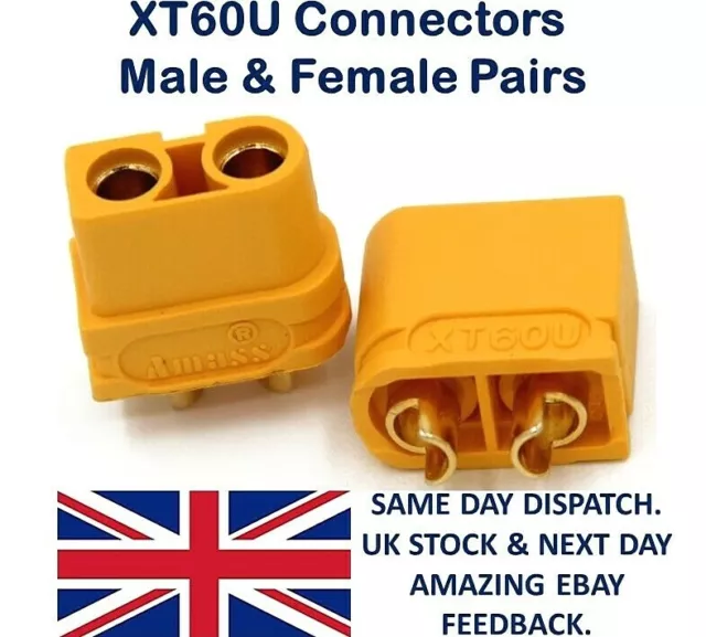 Genuine AMASS XT60U Connectors Plugs Socket Pairs Male Female Lipo Battery RC UK