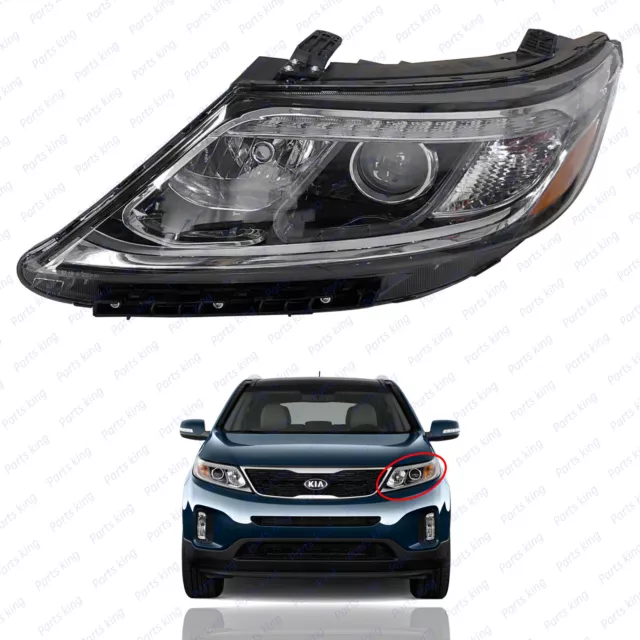 For 2014 2015 Kia Sorento EX SX Halogen LED DRL Projector Headlight Driver Left