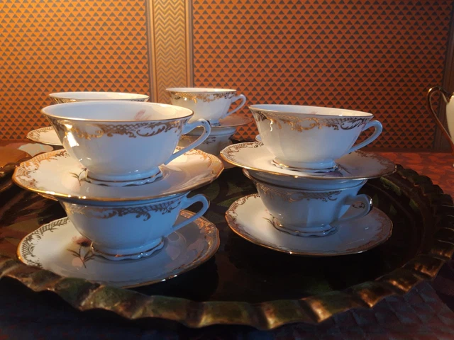 Bavaria - Belle tasse allemande et soucoupes, motif floral, - Catawiki