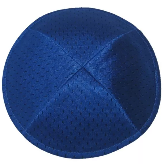 Blue Sports Mesh Kippah.  Yarmulkah Yamaka Skull cap, kipa, kippah 14.5cm