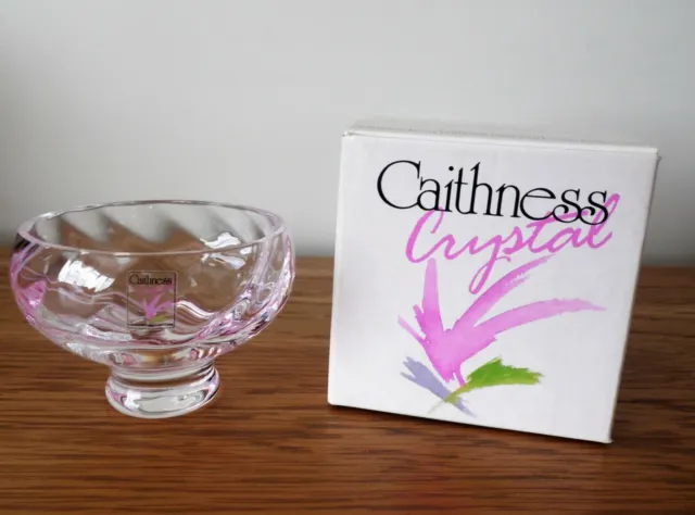 Caithness Crystal Glass Footed Bowl 4" Flamenco Dawn Pink  Home Birthday Gift