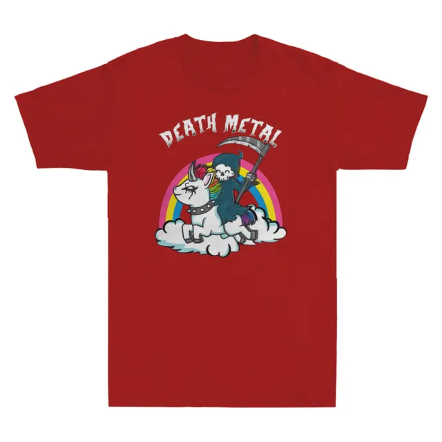 Unicorn Death Metal Rainbow Hilarious Cute Heavy Music Vintage Men's T-Shirt Tee