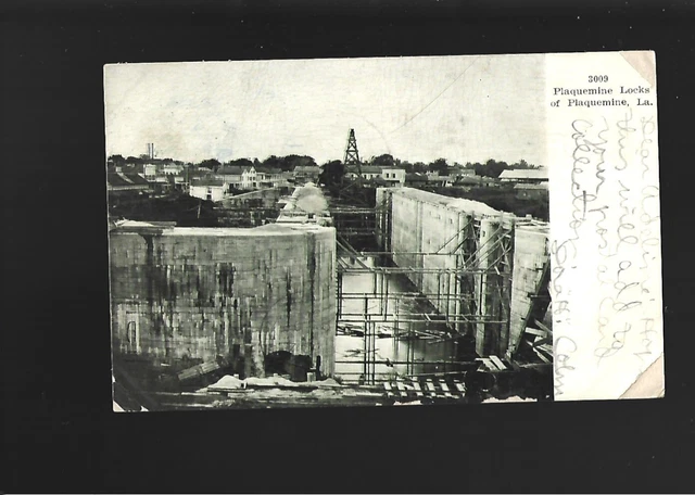 Vintage Postcard  Louisiana  Plaquemine  River Locks 1906
