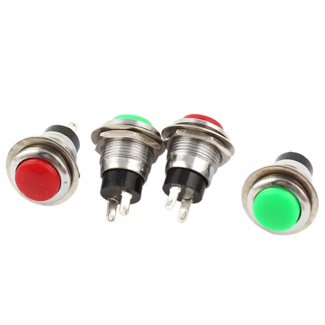 4Pcs SPST Momentary 12mm Red Green Push Button Switch AC125V 6A 250V 3A
