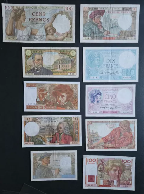 France - Francia - French Notes - Lot De 10  Billets Francais  Differents.