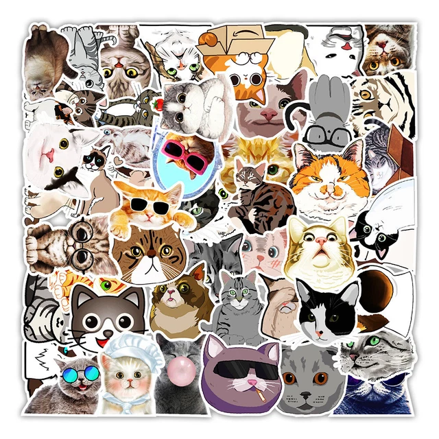 ⭐50 Stück Crazy Cat Katzen / Kitty / Gatto Cat  Style Stickerbomb - Aufkleber