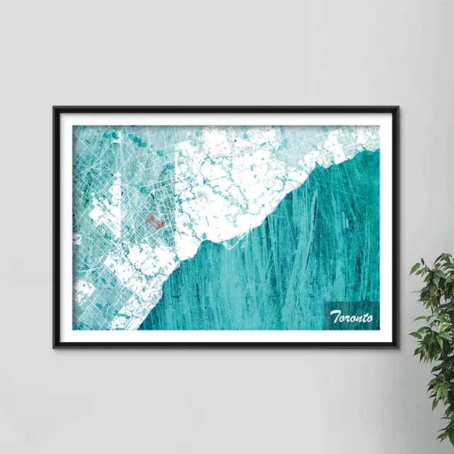 Toronto, Canada Map "Blue Stroke" - Art Print Poster Gift