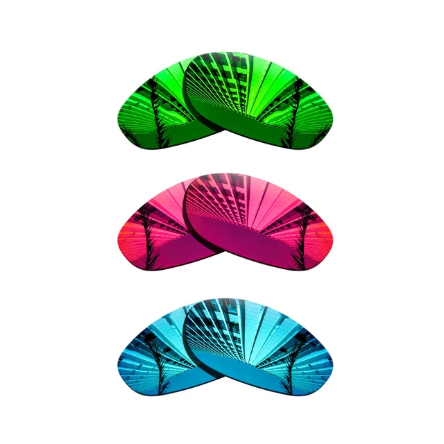 3Pair Polarized Lenses Replacement For-Oakley Monster Dog-Green+Blue+Fuchsia Red