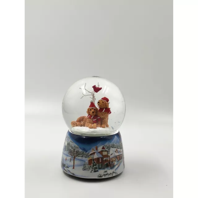 Musicbox Kingdom Snowglobe 3.9? With 2 Dogs And Cardinal